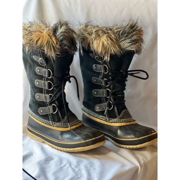 Sorel, Joan of Arctic, Women’s Snow Boots. Black leather‎ and faux fur. Size 7 - Picture 1 of 9